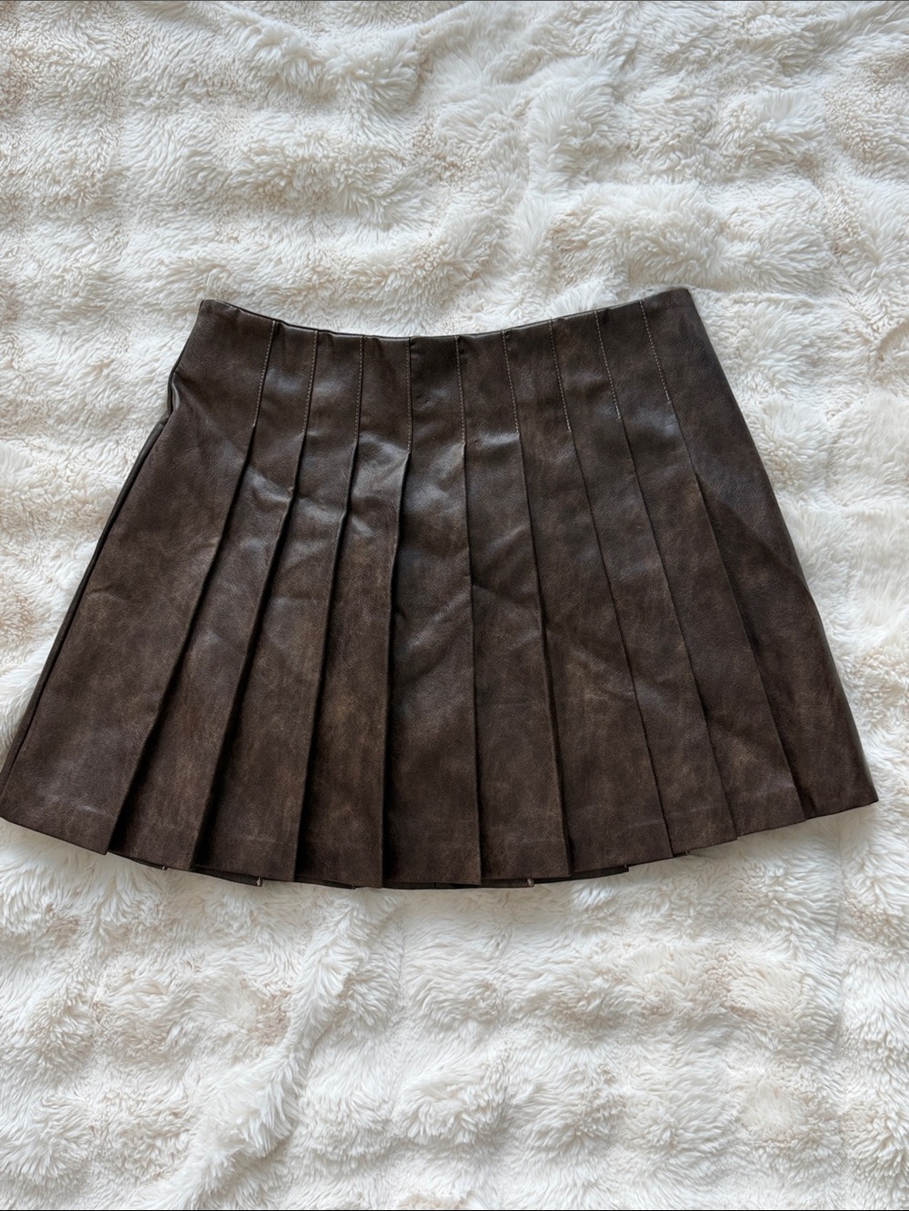 Vici Brown Pleated Mini Skirt